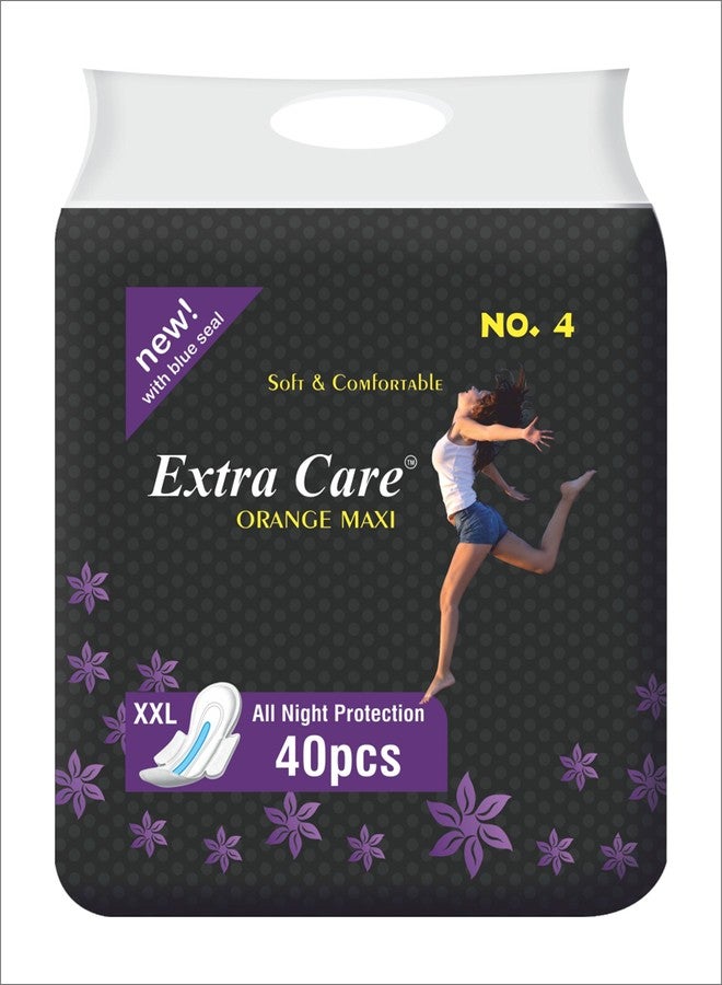 EXTRA CARE SANITARY PADS (Napkins) XXL - Pack of 40 (XXL, Orange Maxi)
